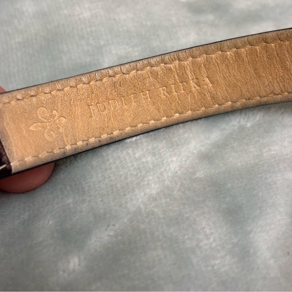 Judith Ripka Silvertone Stainless Steel & Black Leather Strap Wrap Watch - Picture 6 of 11
